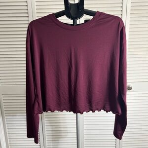 Tek Gear Maroon Long Sleeve Crop Top